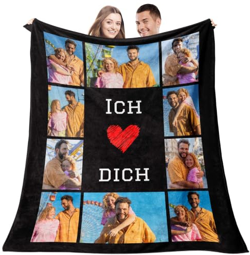 Easycosy Muttertagsgeschenke für Mama, Made in Germany - personalisierte Mama Decke mit Foto Text, Kuscheldecke Fotodecke mit Eigenem Photo Blanket Mutter Oma zu Geburtstag