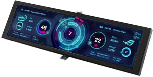 Rastapulz Turing Display Case 8.8 IPS Type-C Monitor - Monitor secondario per CPU, GPU, Monitoraggio RAM, Nero con interfaccia USB