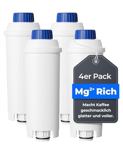 Waterdrop Mg²⁺ Filterkartuschen, Ersatz für De'Longhi® DLSC002, 4 Pack | Reichert das Wasser mit Mg²⁺-Ionen an. Diese Mg²⁺-Ionen Mildern die Harschen Aromen im Kaffee, Balancieren Seine Säure