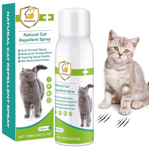 Katzenabwehrspray für Katzen, Verbesserte Fernhaltespray Katzen für Innen und Außen, Anti Katzen Spray, natürlichen Wirkstoffen, Schützen von Möbeln, Böden, Sofas, Teppichen-150ml, Grün