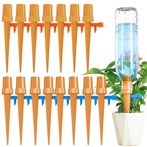 Automatische Bewässerung, Automatische Bewässerung Indoor, Bewässerungssystem Garten, Balkon und Zimmerpflanzen, Ideal für Urlaub & Zeitsparen（Khaki）