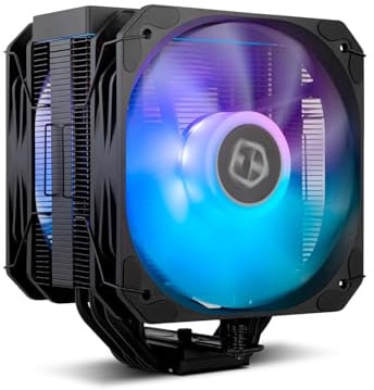 NOX XTREME PRODUCTS Hummer H-200 ARGB – CPU-Kühler mit dualem 130-mm-PWM-Lüfter, 6 Kupfer-Heatpipes, obere ARGB-Beleuchtung, hohe Kühlleistung, kompatibel mit Intel & AMD, Schwarz