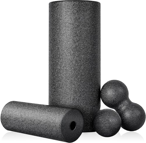 Faszienrolle Set Foam Roller Faszien Set mit Faszienball Mini Faszienrolle Klein und Duoball für Yoga Faszien Training von Muskeln Schwarz