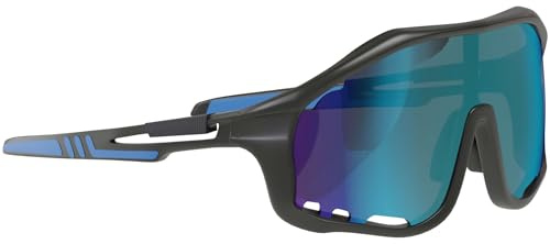 BEZLIT Sport Sonnenbrille Herren Damen Shield Brille Polycarbonat mit Belüftungsschlitzen UV Protect Outdoor Fahrradbrille Freizeitbrille (Black/Blue)