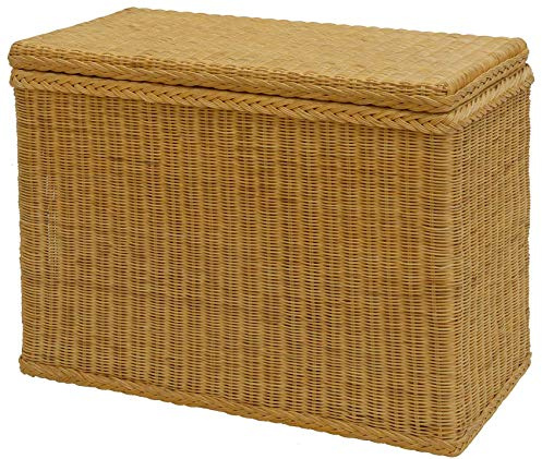 Wäschesortierer aus echtem Rattan mit 3 Fächern/Wäschesammler, Wäschetruhe unterteilt (Honig)