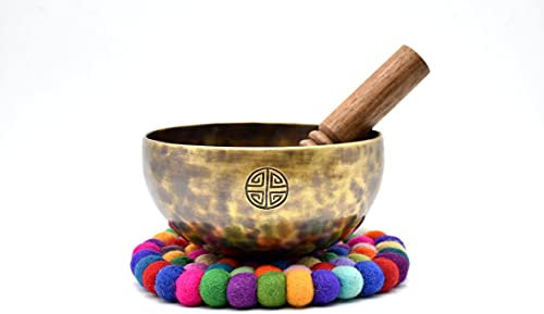 Singing Bowl Nepal - Bol chantant pleine lune de 15,2 cm, fabriqué à la main au Népal, méditation, guérison, bain tibétain, yoga et relaxation (15,2 cm)