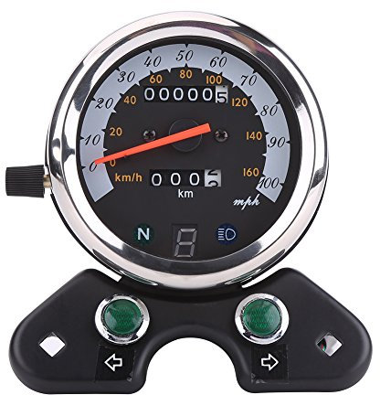 Keenso Motorrad Kilometerzähler, Universal Motorrad 12V Tachometer Kilometerzähler Tachometer Tachoanzeige Gangschaltung Digitalanzeige Instrumentierung