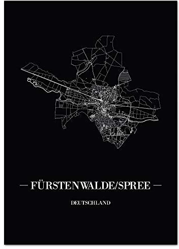 JUNIWORDS Stadtposter - Wähle Deine Stadt - Fürstenwalde/Spree - 30 x 40 cm Poster - Schrift A - Schwarz