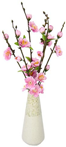 Künstlicher Kirschblütenbund in Vase aus Keramik Künstliche Zweige Kunstblumen Künstliche Deko Unechte Blumen Kunstblume Frühjahrsdekoration Tischdeko Frühjahr Ostern Floristik 40x16 cm