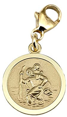 Charm Anhänger Christopherus 585 Gold Christophorus 14 Karat Karabiner Gelbgold