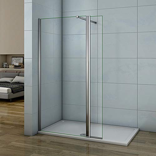 Parete Per Doccia Walk-in Munito di Paretina Mobile 40cm Vetro Trasparente 8mm Con Barra Stabilizzatrice Regolabile 73-120cm 50x200cm