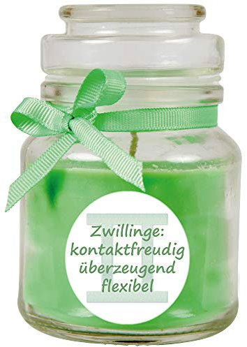 HS Candle Sternzeichen Duftkerze Kokos im Bonbonglas (Zwillinge) - viele Motive zur Auswahl, 120g - Brenndauer bis zu 30 Std - Gemini