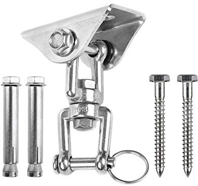 YINSONG Edelstahl-Hängemattenhaken-Schaukelbügel, 360-Grad-Drehung, Karabinergarten-Luft-Yoga-Boxtraining