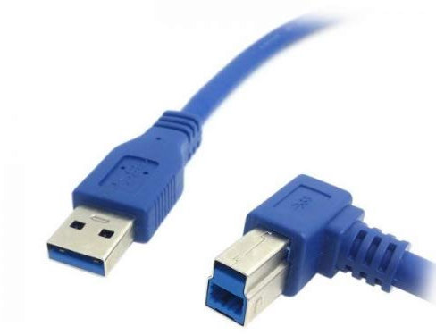 System-S USB 3.0 1 m Kabel gewinkelt Typ A Stecker zu B Stecker Blau