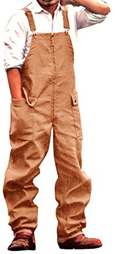 Minetom Herren Jeans Latzhose Overall Arbeitshosen Lange Jeanshose Retro Denim Arbeitslatzhose Jumpsuit Multifunktion Hose Arbeitskleidung Loose Fit B Braun XXL