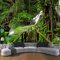 Fototapete 3D Effekt Dschungel-Hängebrücke Wasserfall: Art Fototapete Vlies Tapeten Wandtapete XXL Moderne Wanddeko Wohnzimmer Schlafzimmer Büro Flur - 400X280cm