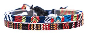 Made by Nami Boho Surfer-Armband 2-er Set Damen & Herren - Handmade Strand Festival Accessoires - Ethno Hippie Style - 100% Wasserfest & Verstellbar - Freundschaftsarmbänder Mädchen (Blau-E & Braun)