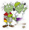 Spreadshirt Die Olchis Classic Olchi-Kinder Mit Zwei Kröten Sticker, max. 10x10 cm, 10 x 10 cm, Transparent glänzend