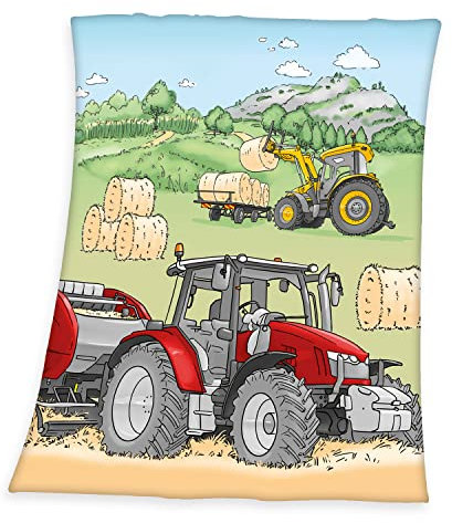 Herding Traktor Fleecedecke, 130x160 cm, 100% Polyester, Fleece