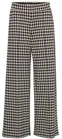 ICHI IHKATE CHECKY Wide PA Damen Hose Stoffhose mit Stretch weiter Schnitt mit Elastikbund