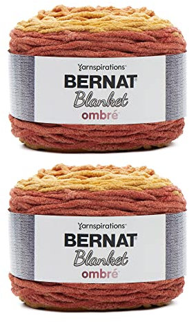 Bernat Blanket Ombre Orange Crush Ombre Garn – 2 Packungen mit 300 g – Polyester – 6 super sperrig – 220 Meter – Stricken, Häkeln und Basteln, grobes Chenille-Garn
