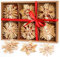 HOUISM Festliche Strohsterne Christbaumschmuck, 24-teiliges Natürlicher Stroh-Schneeflocken-Ornamente für den Weihnachtsbaum, Retro Stroh-Anhänger für Weihnachtsdekoration - Ø 8cm mit Feine Holzkiste