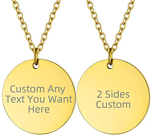Supcare Edelstahlkette Herren Damen Rund Anhänger Halskette Dog Tag Kette Gravur Hundemarke Erkennungsmarke Militär Kette Hund Custom Gold Pendant Necklace Personalisiert Modeschmuck für Mutter