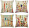 OCEUMACO Leinen Kissenbezug 50x50 Abstrakt Kissenhülle 4er Set Quadratisch Sofakissen Dekokissen Bezug für Couch Sofa Blumen Vogel Kissen Kissenbezüge Outdoor Deko Zierkissen Couchkissen - Bunt