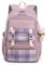 FANDARE Schulrucksack Schulrucksack Schultasche Herren Damen Rucksack Schulranzen für Outdoor Reise Daypacks Freizeitrucksack Rucksack mit Plüschanhänger & Nettes Abzeichen Wasserdicht Nylon Violett