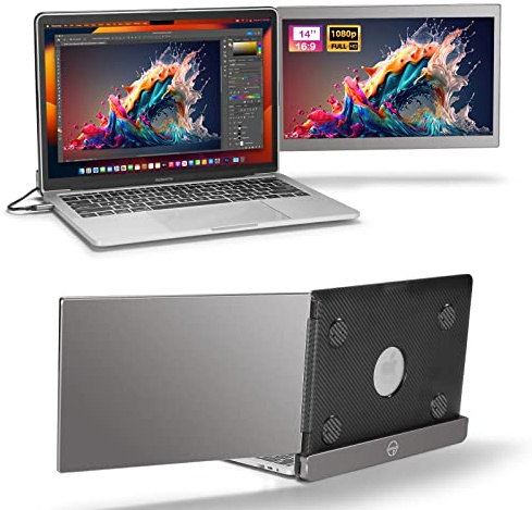 JoyReal Monitor portatile per laptop Mac USB Doppio schermo per laptop Extender 14 '' FHD 1080P secondo display da viaggio per Mackbook Pro da 16,2 '' (2021/2023)