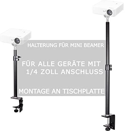 TronicXL Teleskop Tisch Ständer für Mini Beamer I Kugelkopf Klemme Halterung I Klemmstativ kompatibel mit Anker Nebula Capsule Projektor WiMiUS Projektorständer Projektoren Ständer XGIMI VANKYO