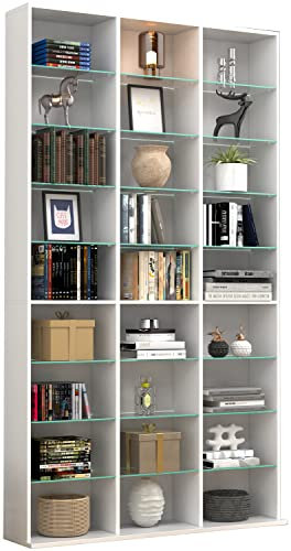VCM Holz CD DVD Standregal Bücherregal Raumteiler Deko Regal Glas Zilas XL