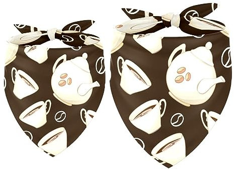 2 Pack Dog Bandana Porcelain Teapot and Tea cup Girl Boy Pet Bibs Dog Scarf Kerchief Washable Bandanas Accessories for Small Medium Large Dogs Puppy Cat Pet