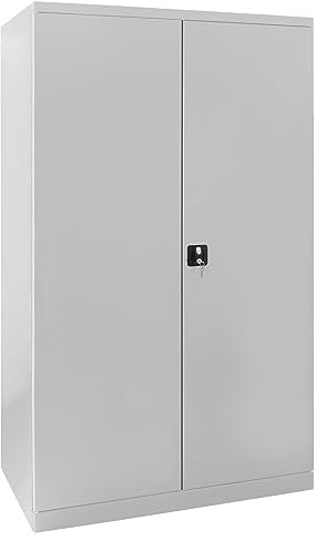 PROREGAL Stahlschrank Owl mit 4 Fachboden | HxBxT 192x110x58cm | Lichtgrau | Büroschrank Aktenschrank Aufbewahrungsschrank