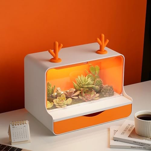 Intelligente Sukkulententöpfe, Sukkulenten-Pflanzgefäße mit LED-Wachstumslicht, Timer und Ventilator, Pflanztöpfe für den Innenbereich mit Ablaufloch, Mini-Blumenkaktustopf für drinnen und draußen