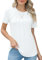 Rapbin Womens Casual Short Sleeve T-Shirts Crew Neck Pleated Tops Fashion Dressy Tunic Blouses,White,M