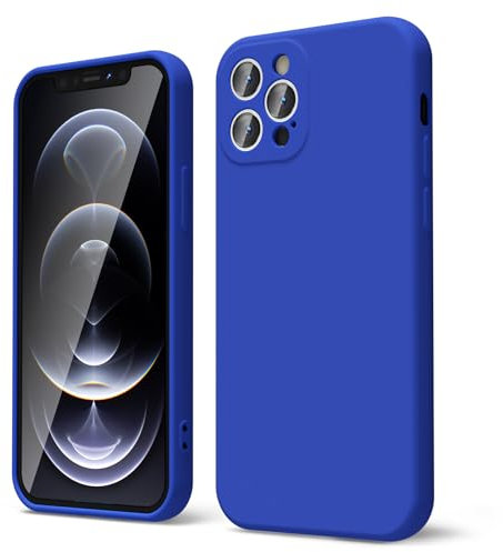 oakxco for iPhone 12 Pro Max Case Liquid Silicone, Soft Rubber Gel Elegant Aesthetic Basic Simple Cover, Cute Thin Slim TPU Matte Solid Color Plain Smooth Case for Women Men Boy, Royal Blue