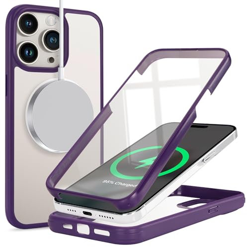 SunYoo Schutzhülle für iPhone 15 Pro Max mit Displayschutzfolie, iPhone 15 Pro Max Magsafe Hülle, Handyhülle für iPhone 15 Pro Max Hülle eingebauter Displayschutz, schlanke, stoßfeste Schutzhülle,