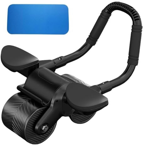 Tuokay, Automatisches Rebound Aabdominal Wheel, Bauchroller Ab Roller Bauchtrainer mit Ellbogenunterstützung, Bauchroller Für Bauchmuskeltraining Mit Stabilen Doppelrädern (Schwarz)