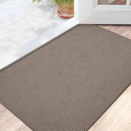 DEXI Door Mats Indoor 44 x 76 cm, Non-slip Washable Entrance Rug, Absorbent Doormats Inside Floor Mat for Entryway, Muddy Shoes & Paws, Brown
