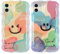 Buoluoioir 2 stück Handyhülle für Apple iPhone 12 6,1, lächelndes Gesicht Hülle lustiges Funny Hülle Süßes Bemaltes Muster Aesthetic Design Schutzhülle Slim Stoßfest Kratzfest Case,1