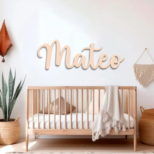 Zhongzhi Personalisierbares großes Baby-Namensschild aus Holz, Buchstabenschild, personalisierbar, für Hochzeit, Geburtstag, Babyzimmer, Kinderzimmer, Wanddekoration (50 cm)