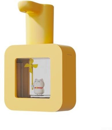 Zoegneer Niedlicher automatischer Seifenspender für Haustiere, kontaktfrei, mit USB-Ladefunktion, 400 ml Fassungsvermögen, für Badezimmer, Küche, Arbeitsplatte (gelb)