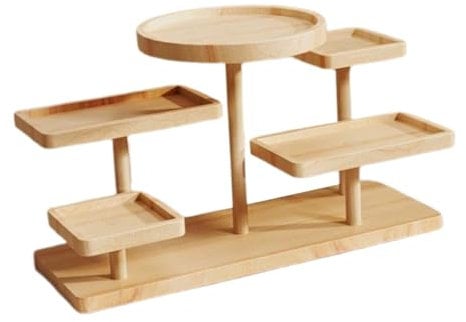 Sharplace Wooden Display Riser Stand Tiered Tray Multi Layer Display Rack Cosmetic Organizer Decorative Dessert Cake Stand for Desktop, 30x13.5x23cm