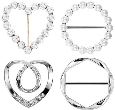 4 Stück T Shirt Clip Bluse Kürzen Dreieckstuch Klammer Kleider Schnalle Blusen Schnalle Schnalle Kleidungsring Schal Ring Clip Broschen Gürtelschnallen Damen Legierung Taille Knoten Hemd Ringschnalle