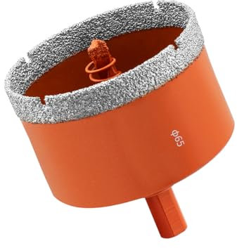 Meccion Diamond Hole Saw 65mm with Pilot Guide Bit, Professionals Brazed Diamond Drill Bit Hole Cutter for Tile, Porcelain, Glass, Ceramic, Marble