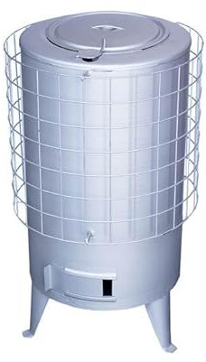 Estufa de Leña Redonda, Estufa Pellets con Potencia 8.8 KW Para Calentar Superficie De 50 M², Estufas de Leña Grande, Chimeneas de Leña y Carbon, Estufa Leña Interior, Estufa Leña Gris - Baño Moderno