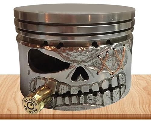 Carving Piston Skull Face - Kolben-Schädel-Gesicht-Skulptur, Harz Kolben Mann Kopf Statue Spielzeug Ornamente | Langlebige Ornamente Für Auto-Enthusiasten, Büro, Zuhause, Tisch, Schreibtischdekoration