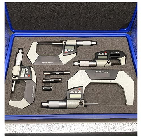 Außenmessschraube, 0-25mm 25-50mm 50-75mm 75-100mm 0,001 mm elektronisches Außendurchmesser digitaler Mikrometermessgerät Micrometer Messwerkzeuge, Messwerkzeug(4pcs set)