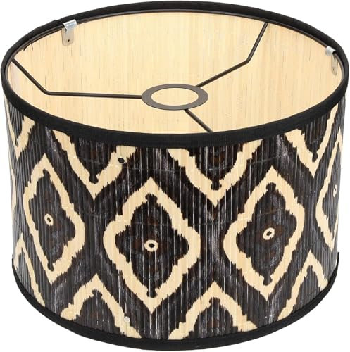 Applique murale en bambou - Abat-jour décoratif des années 70 - E27 - Abat-jour vintage - Lampadaire - Lampe de table - Grand (B)